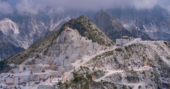 White marble quarry landscape