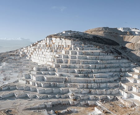 White marble quarry landscape
