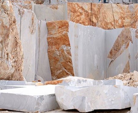 White marble blocks at quarry